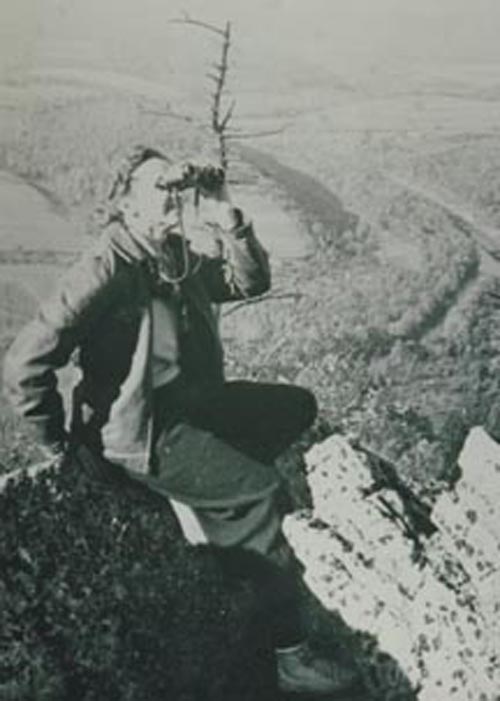 Rachel Carson with Binoculars at Hawk Mountain (Pennsylvania)