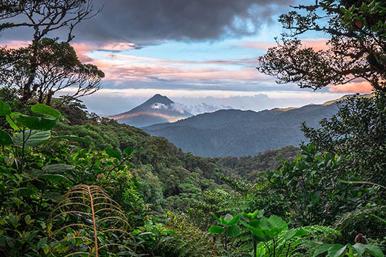 Photo of a Costa Rican rain forest and mountain