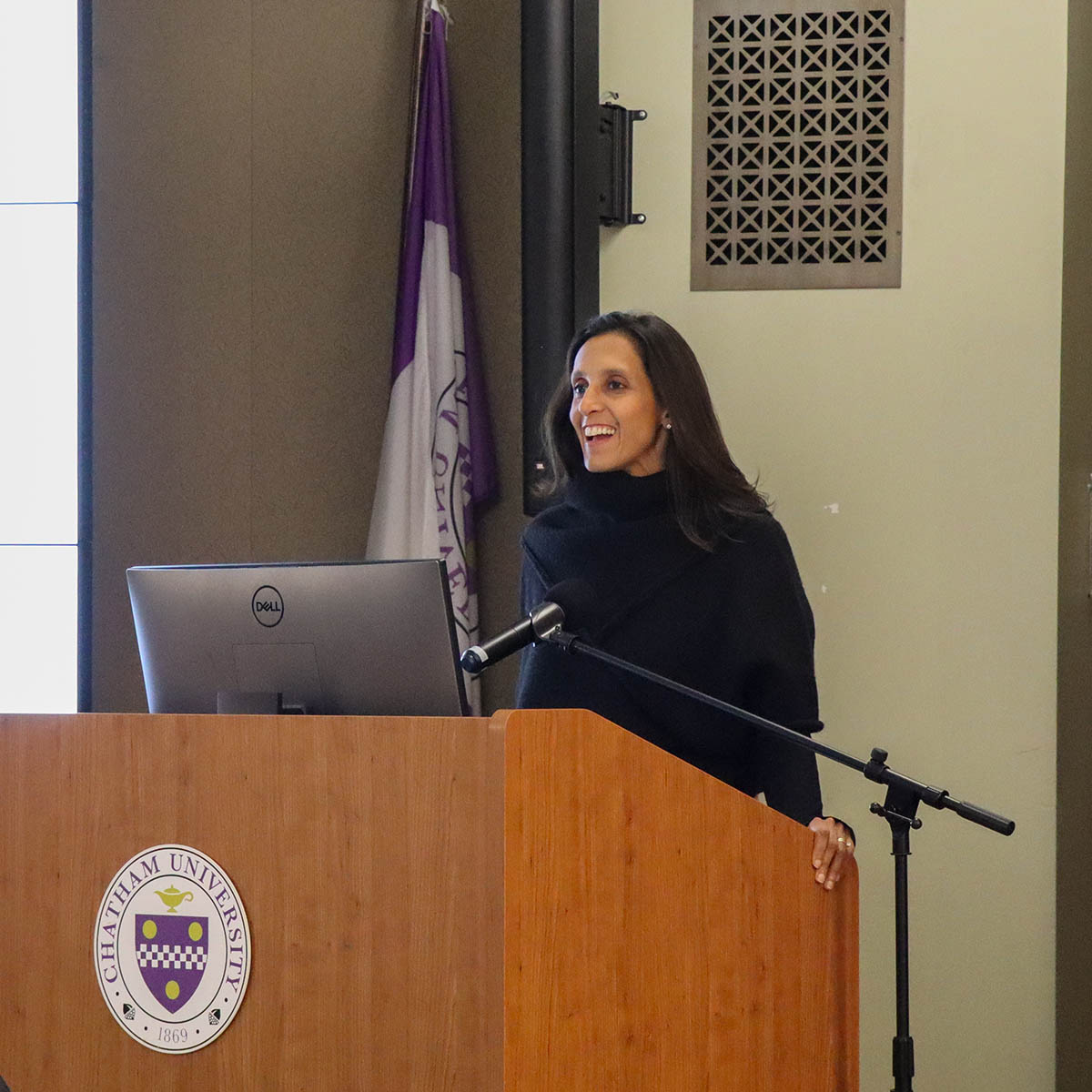 Chatham MBA student speaking at a podium