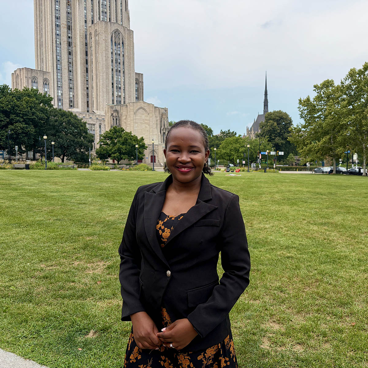 Mercy Nyoni poses for a photo in Schenley Plaza. (Mick Stinelli)