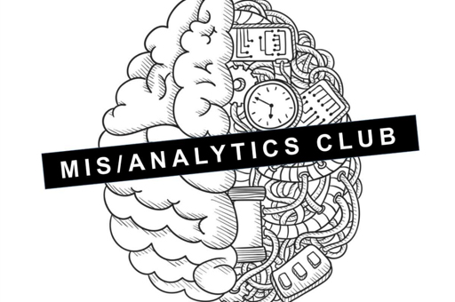 Decorative image of a brain with text reading MIS/Analytics Club.
