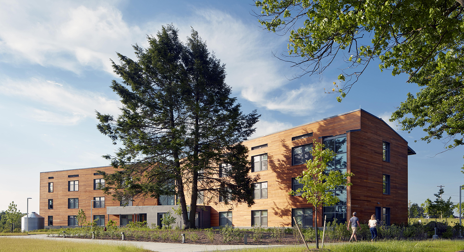 Photo of the LEED Certified dormitory, Orchard Hall, at Chatham University's Eden Hall Farm. 