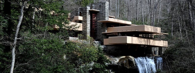 Photo of Frank Llyod Wright's Fallingwater Home in Western Pennsylvania. 