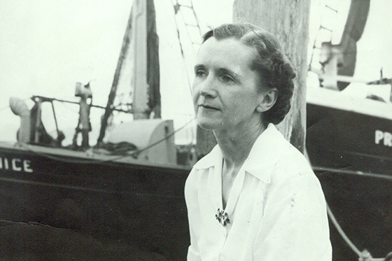 Black and white photo of Rachel Carson