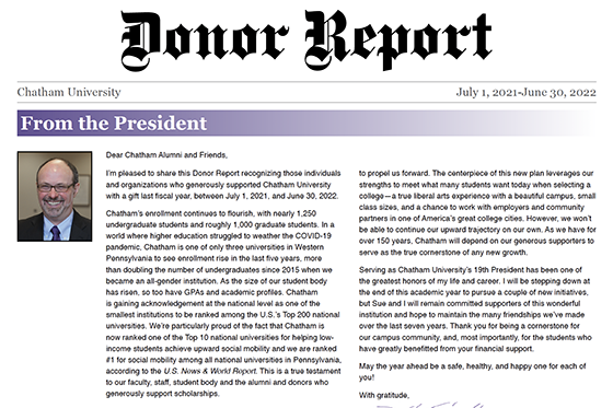 Decorative image, screenshot of the Donor Report