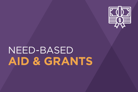 Decorative image reading Need-based Aid & Grants