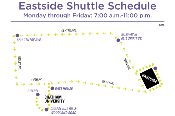 Map of Chatham Eastside shuttle route. 