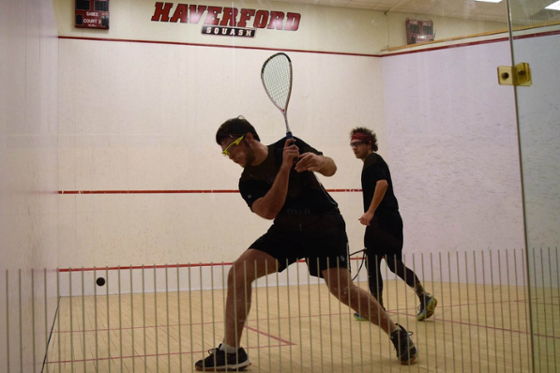 Photo of two men playing racquetball 