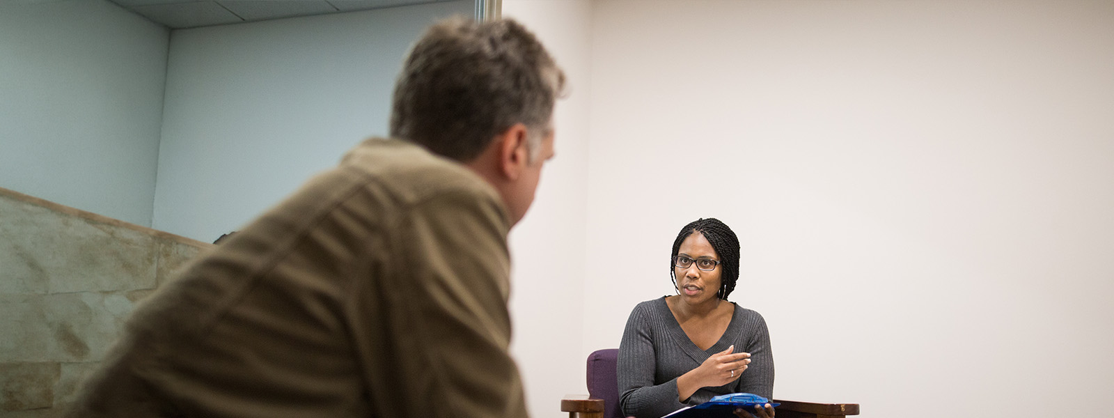 Chatham psychology doctorate student working with a professor