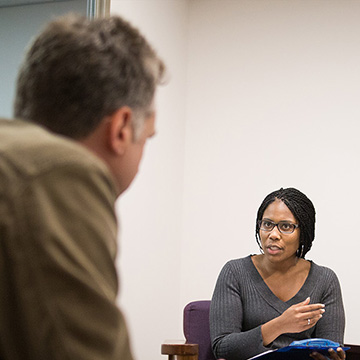 Chatham psychology doctorate student working with a professor