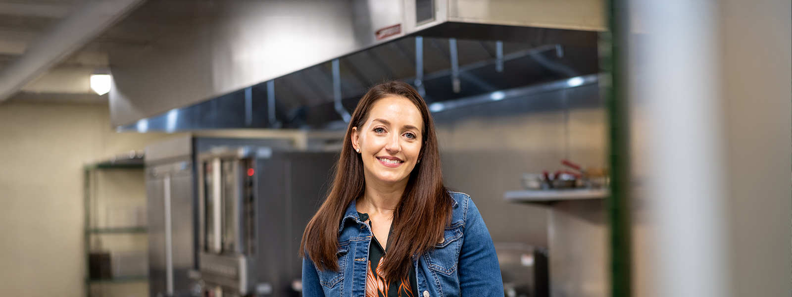 Food Studies and Food Policy student in a kitchen on Eden Hall Farm