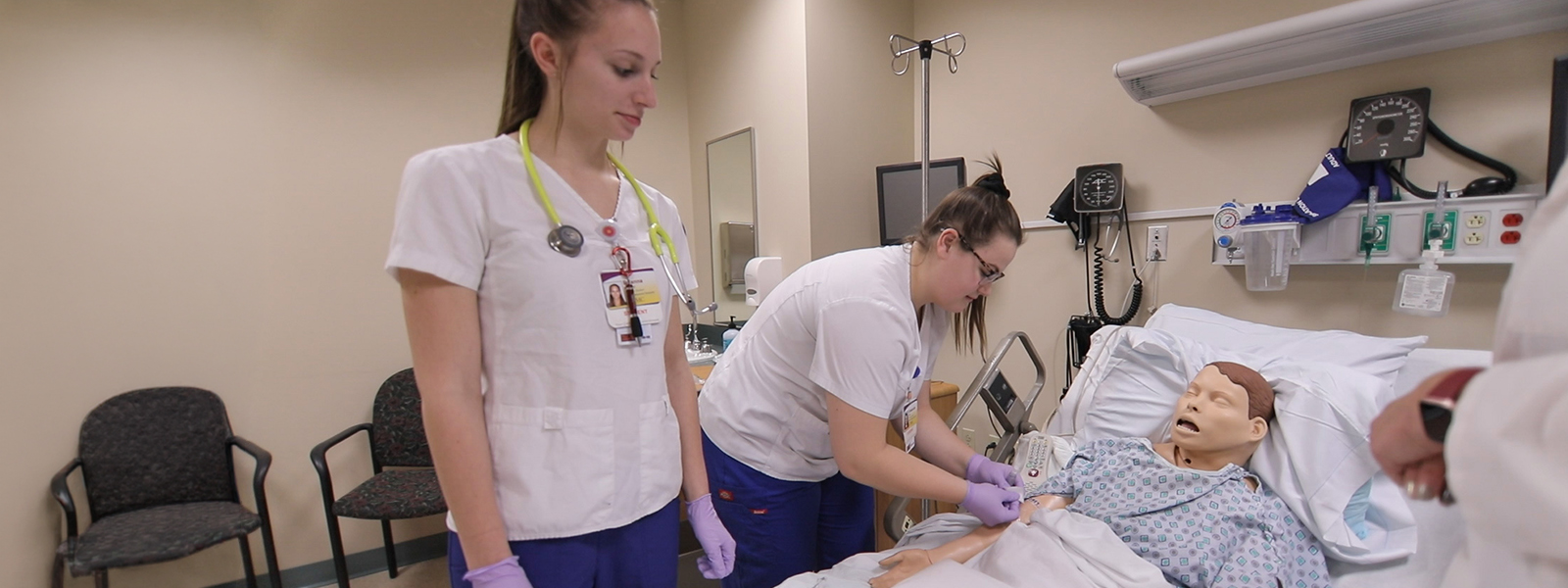 Chatham Pathways to Nursing students practice on a dummy patient